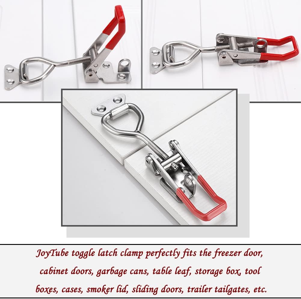 Toggle Latch Clamp 4001 with Lock Hole, 304 Stainless Steel Adjtable Heavy Duty Pull Hasp Latches For Smoker Cabinet Tool Box Case Trunk Door, 330Lbs Holding Capacity (2 Pack)