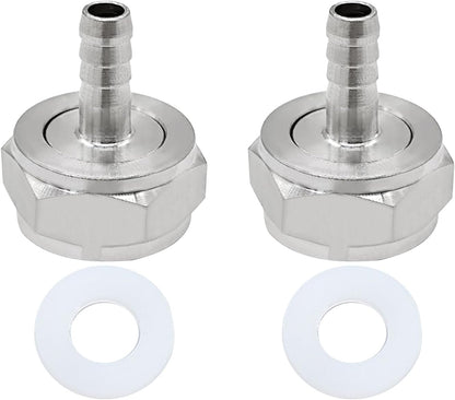 Keg Coupler Barb Connector, 5/16'' Barb x G5/8 Thread Stainless Steel 304 Beer Kegerator Sankey Couplers Hex Nut Beer Line Tailpiece Nipple Fitting with Sealing Gasket Washer(2 Pack)