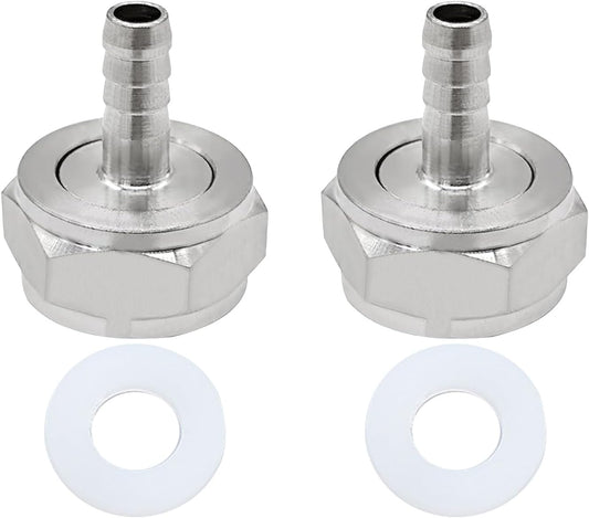 Keg Coupler Barb Connector, 5/16'' Barb x G5/8 Thread Stainless Steel 304 Beer Kegerator Sankey Couplers Hex Nut Beer Line Tailpiece Nipple Fitting with Sealing Gasket Washer(2 Pack)