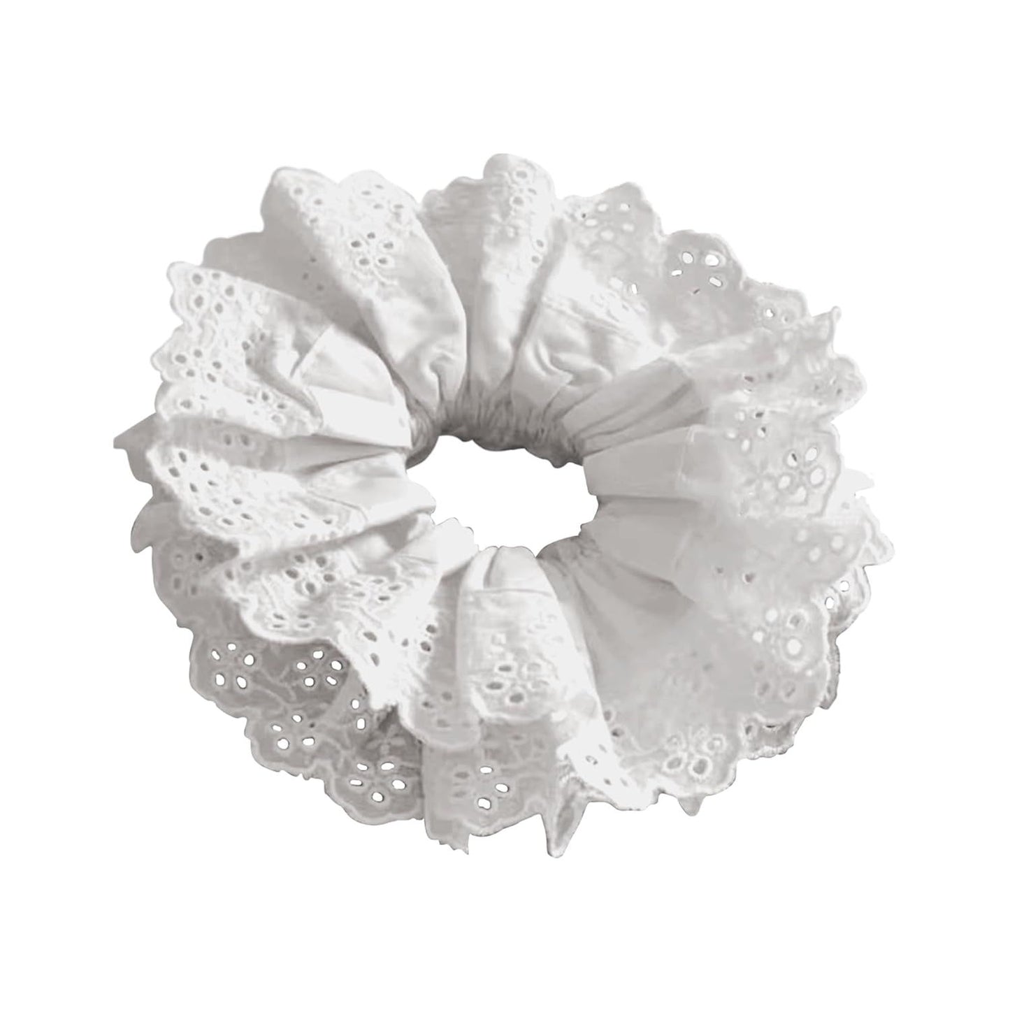 White Scrunchie, Extra Large Lace Scrunchies for Women, 7 Inch Oversized Scrunchie, Satin Big Scrunchies White Hair Ties for Women Girls Thick Thin Hair