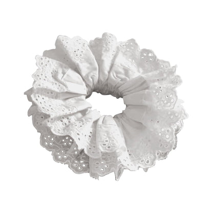 White Scrunchie, Extra Large Lace Scrunchies for Women, 7 Inch Oversized Scrunchie, Satin Big Scrunchies White Hair Ties for Women Girls Thick Thin Hair