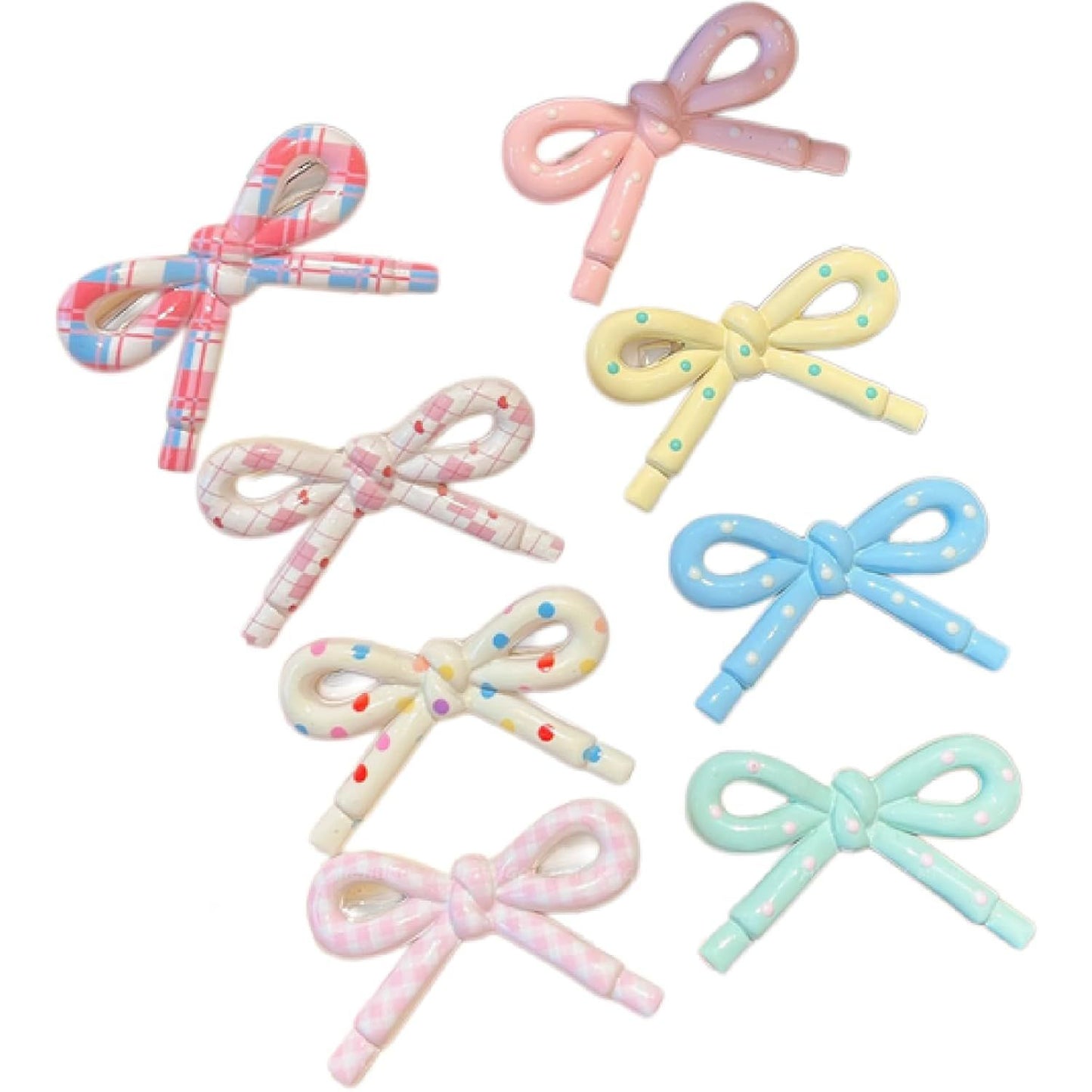 4-8 Pcs Cute Bow Hair Clips for Girl Children Women, 2-Inch Side Bangs Hairpins Fringe Duck Bill Hair Accessories (8 pcs bow A)