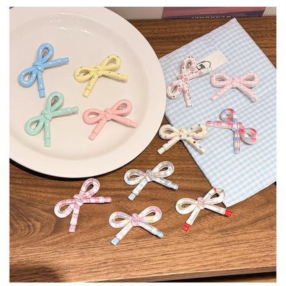 4-8 Pcs Cute Bow Hair Clips for Girl Children Women, 2-Inch Side Bangs Hairpins Fringe Duck Bill Hair Accessories (8 pcs bow A)
