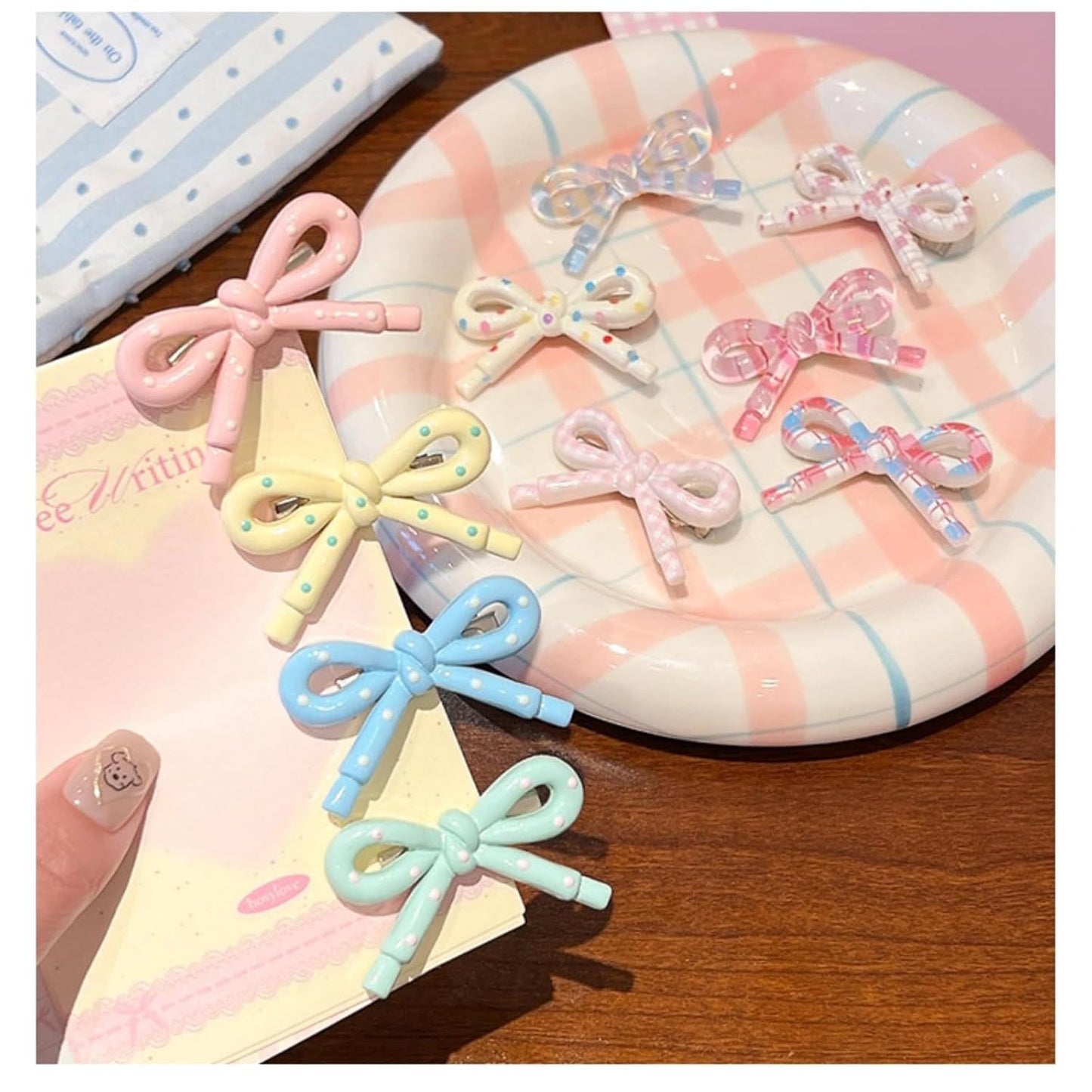 4-8 Pcs Cute Bow Hair Clips for Girl Children Women, 2-Inch Side Bangs Hairpins Fringe Duck Bill Hair Accessories (8 pcs bow A)