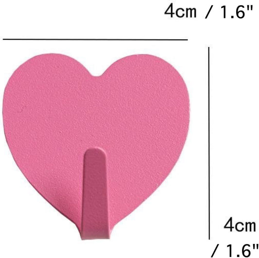 9 Pcs Heart Shaped Adhesive Wall Hooks, Cute Decorative Pink and White Self-Adhesive Hooks for Home Office Organization (White Pink)