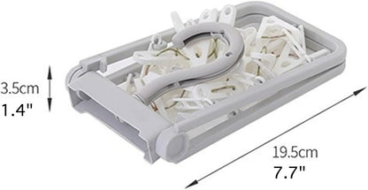 2 Pack Clothes Drying Rack with 12 Multiple Clips, Foldable Portable Travel Hanger for Socks Underwear Bras (White)