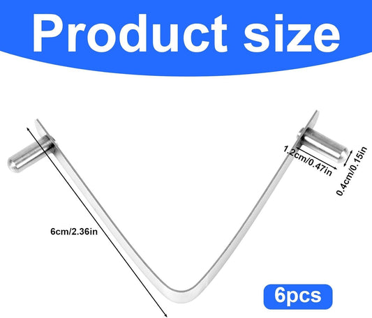 6pcs Pool Brush V-Shaped Clip, Stainless Steel Double Pin Spring Button Clip Pool Pole Butterfly Clips for Spa Skimmer Nets Vacuum Brushes Leaf Rake Swimming Cleaning Tool