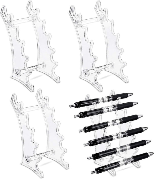 Set of 4 Plastic Pen Holder 6-slots Display Stand Eyebrow Pen Stand Makeup Brush Rack Organizer for Home School and Office Use