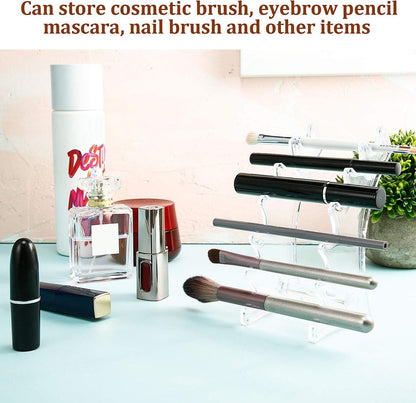 Set of 4 Plastic Pen Holder 6-slots Display Stand Eyebrow Pen Stand Makeup Brush Rack Organizer for Home School and Office Use
