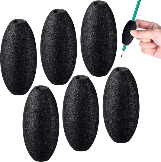 Writing Aid Trainer for Adults Foam Egg Grips Pen Cushioned Holders Writing Aid Trainer for Handwriting Drawing Preschool Supplies Right or Left Hand Use, 6 Pieces(Black)