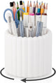 360° Rotating Pen Holder 7 Slots Desk Organizer Removable Pencil Cup Plastic Art Supplies and Accessories Desktop Storage Box Caddy for Office, School, Home (White)