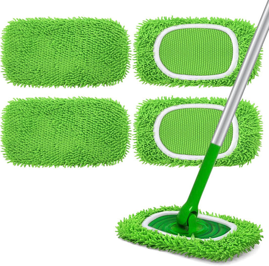 4+6 Pack Reusable Microfiber Mop Pads Compatible with Swiffer Sweeper- Dry Sweeping Cloths & Wet Mopping Cloths - Washable Wet Pads Refill for Mopping Floors (Mop is not Included)