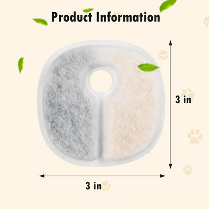 Filter Replacements Compatible with E1/E1+ Cat Fountain (2L/67oz), 16 Pack refills of 1 Year Set for Pet Water Fountain