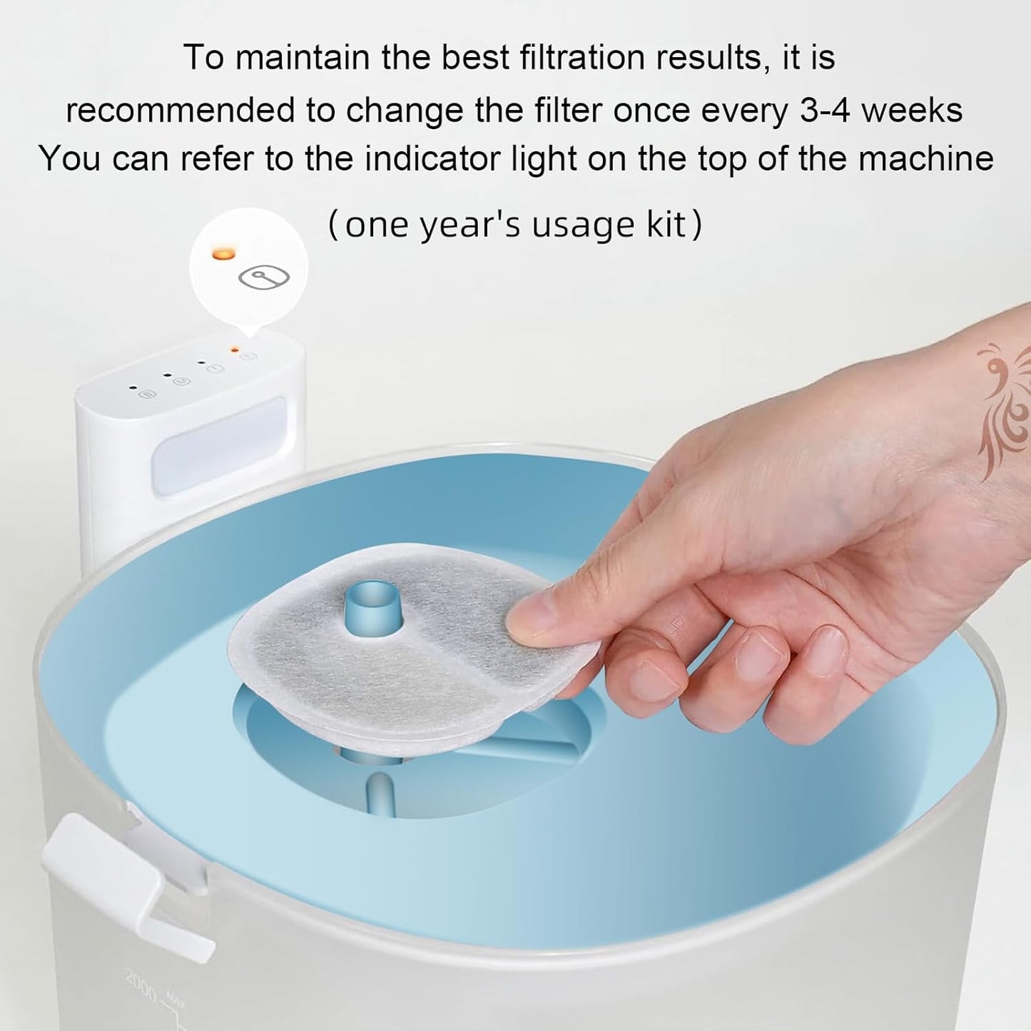 Filter Replacements Compatible with E1/E1+ Cat Fountain (2L/67oz), 16 Pack refills of 1 Year Set for Pet Water Fountain