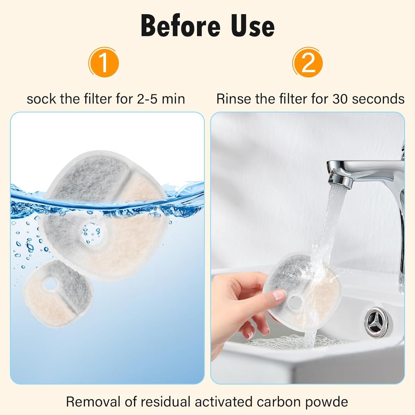 Filter Replacements Compatible with E1/E1+ Cat Fountain (2L/67oz), 16 Pack refills of 1 Year Set for Pet Water Fountain