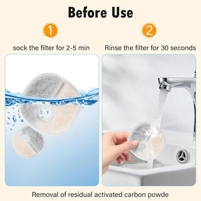 Filter Replacements Compatible with E1/E1+ Cat Fountain (2L/67oz), 16 Pack refills of 1 Year Set for Pet Water Fountain