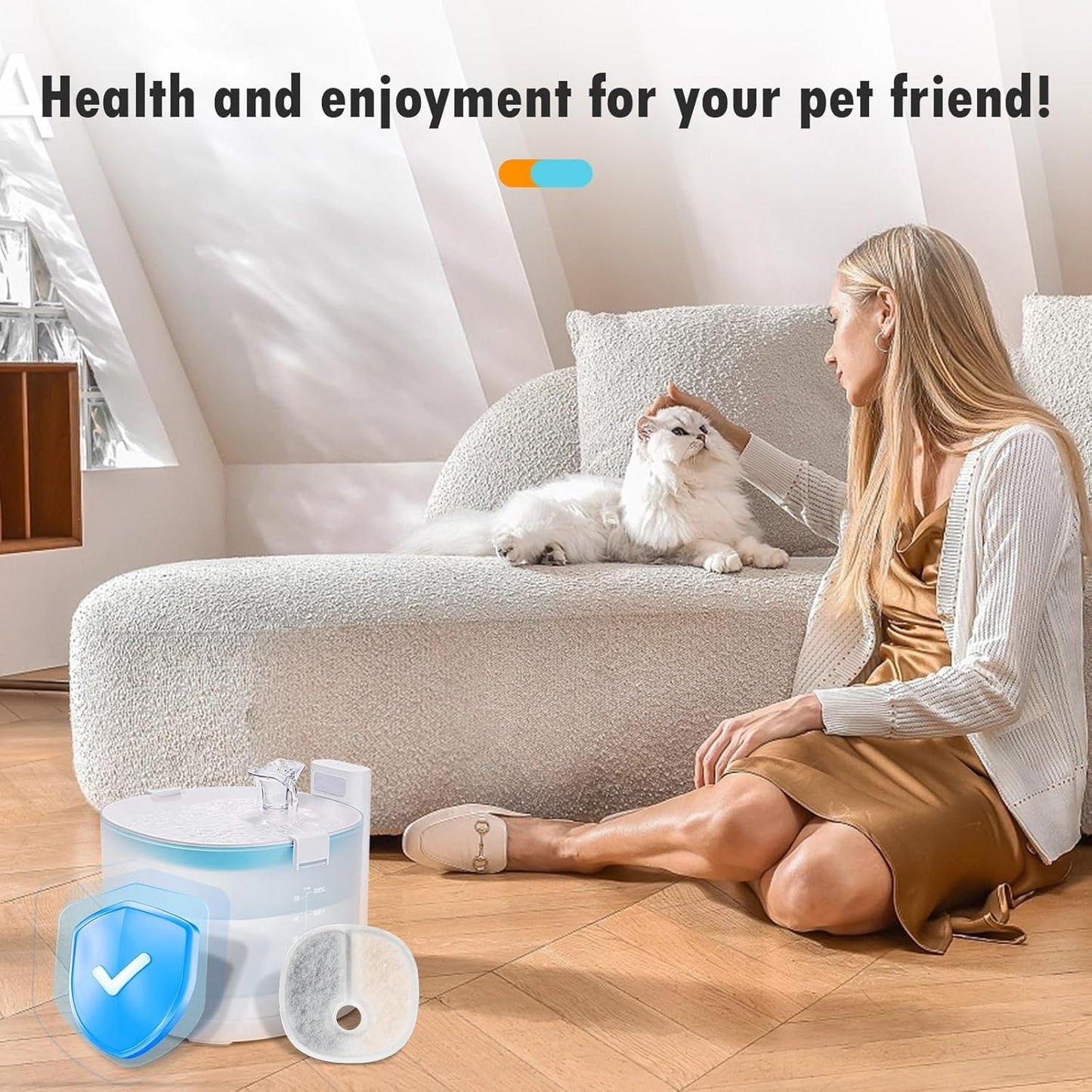 Filter Replacements Compatible with E1/E1+ Cat Fountain (2L/67oz), 16 Pack refills of 1 Year Set for Pet Water Fountain