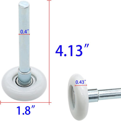 Garage Door Roller, White 1.8" Quiet Nylon Garage Door Wheels 4" Stem for Garage Track Replacement with Premium Sealed 11 Ball Bearing, 10 Packs