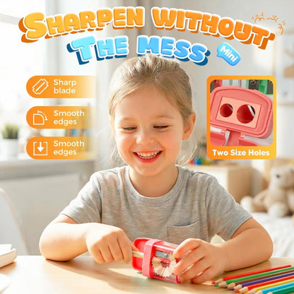 4 Pcs Pencil Sharpeners with Lid, Dual Holes Handheld Pencil Sharpener, Compatible with Standard and Jumbo Pencils, Compact Cute Sharpener for School, Home and Office (Set)