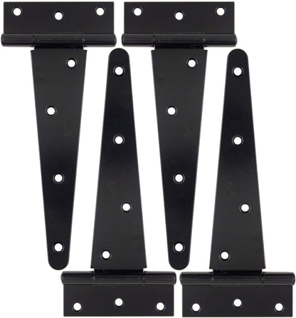 Heavy Duty T Hinge Tee Hinge T Strap Hinge Shed Hinge Gate Hinge Barn Hinge Fence Hinge Door Hinge Wrought Rtproof All Size Black (4 pcs, 8 inch