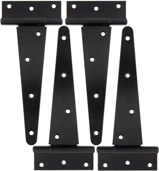 Heavy Duty T Hinge Tee Hinge T Strap Hinge Shed Hinge Gate Hinge Barn Hinge Fence Hinge Door Hinge Wrought Rtproof All Size Black (4 pcs, 8 inch