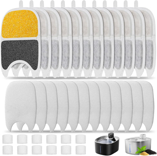 Cat Water Fountain Filter Replacement Pet Drinking Fountain Filters Compatible with 135 fl oz/4L Cat Water Fountain-12 Set Filters with Sponges