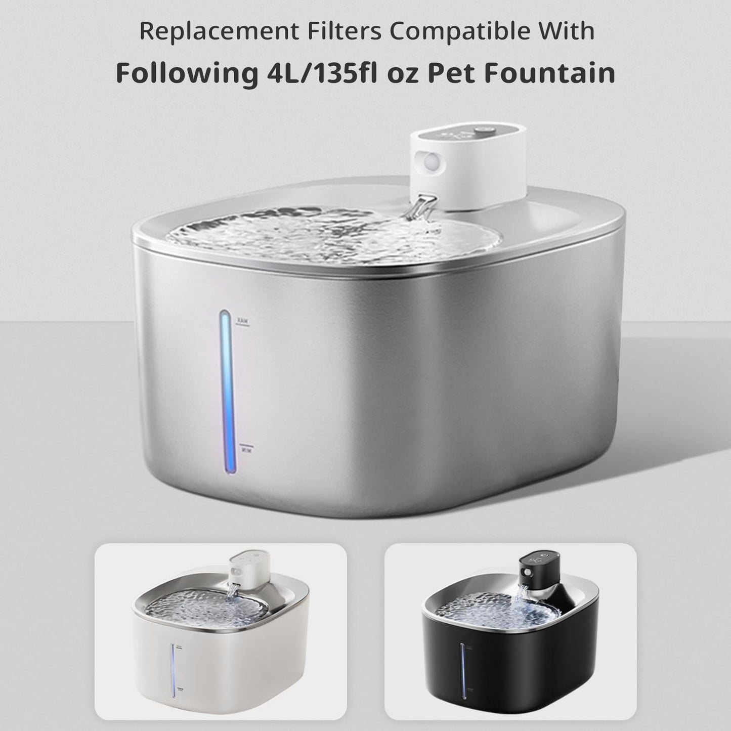 Cat Water Fountain Filter Replacement Pet Drinking Fountain Filters Compatible with 135 fl oz/4L Cat Water Fountain-12 Set Filters with Sponges