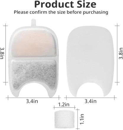Cat Water Fountain Filter Replacement Pet Drinking Fountain Filters Compatible with 135 fl oz/4L Cat Water Fountain-12 Set Filters with Sponges