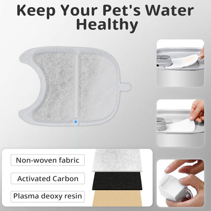 Cat Water Fountain Filter Replacement Pet Drinking Fountain Filters Compatible with 135 fl oz/4L Cat Water Fountain-12 Set Filters with Sponges