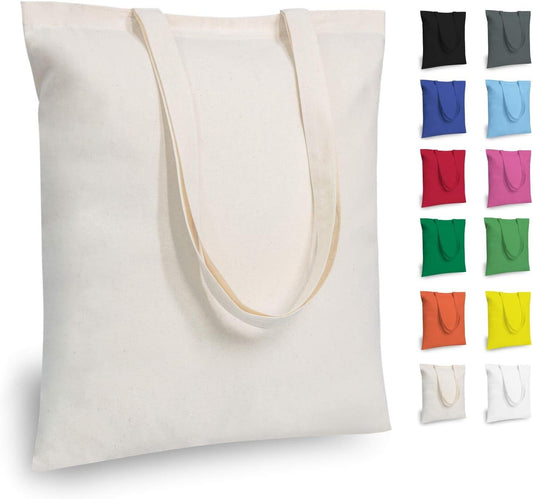 12-Pack Economical 16"x15" Cotton Tote Bags, Lightweight Medium Reusable Grocery Shopping Cloth Bags, Suitable for DIY, Advertising, Promotion, Gift, Activity