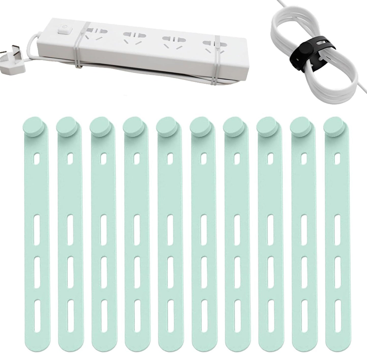 10 Pack Reusable Silicone Cable Ties - Adjustable Cord Organizer for Earphone, Phone Charger, Computer Cords - Office, Home Organization and Storage, Travel Essentials