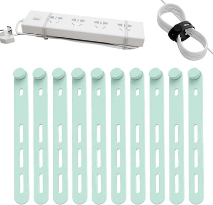 10 Pack Reusable Silicone Cable Ties - Adjustable Cord Organizer for Earphone, Phone Charger, Computer Cords - Office, Home Organization and Storage, Travel Essentials