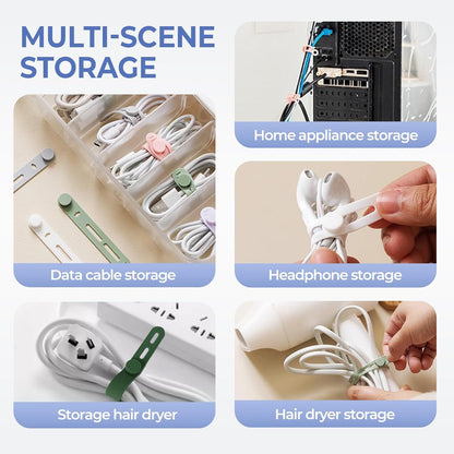 10 Pack Reusable Silicone Cable Ties - Adjustable Cord Organizer for Earphone, Phone Charger, Computer Cords - Office, Home Organization and Storage, Travel Essentials