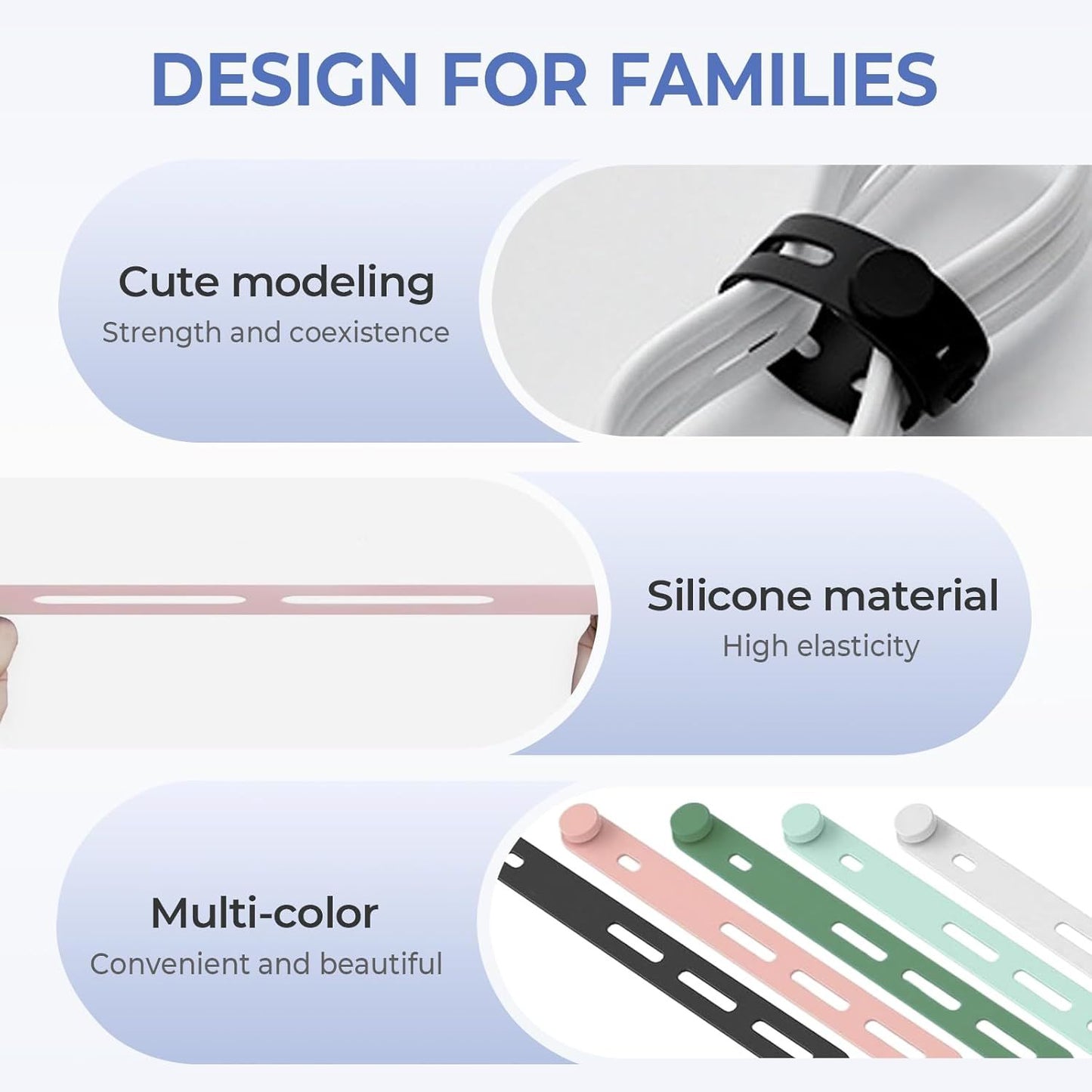 10 Pack Reusable Silicone Cable Ties - Adjustable Cord Organizer for Earphone, Phone Charger, Computer Cords - Office, Home Organization and Storage, Travel Essentials
