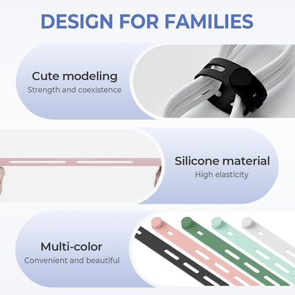 10 Pack Reusable Silicone Cable Ties - Adjustable Cord Organizer for Earphone, Phone Charger, Computer Cords - Office, Home Organization and Storage, Travel Essentials
