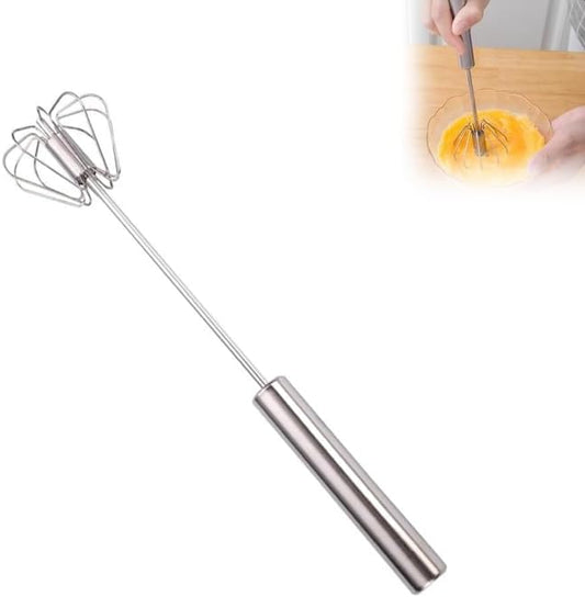 Stainless Steel Whisk, Egg Whisk Hand Push Rotary Whisk Blender, Hand Push Mixer Stirrer Tool for Cooking Kitchen Home Egg Milk (1PCS)
