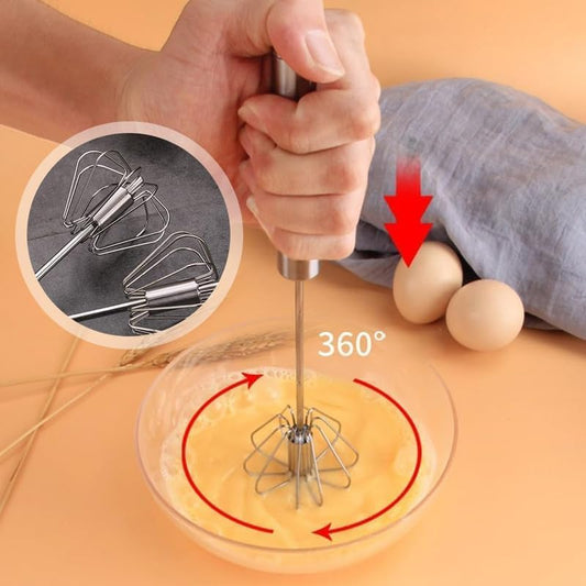 Stainless Steel Whisk, Egg Whisk Hand Push Rotary Whisk Blender, Hand Push Mixer Stirrer Tool for Cooking Kitchen Home Egg Milk (1PCS)