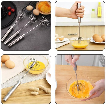 Stainless Steel Whisk, Egg Whisk Hand Push Rotary Whisk Blender, Hand Push Mixer Stirrer Tool for Cooking Kitchen Home Egg Milk (1PCS)