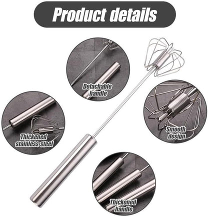 Stainless Steel Whisk, Egg Whisk Hand Push Rotary Whisk Blender, Hand Push Mixer Stirrer Tool for Cooking Kitchen Home Egg Milk (1PCS)