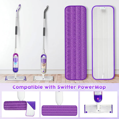 6 Pack Reusable Mop Pads for Swiffer PowerMop, Super Absorption, Multi-Surface ood Floor Cleaning, Machine Washable Up to 100 Times, Durable, Suitable for All Finished Floors