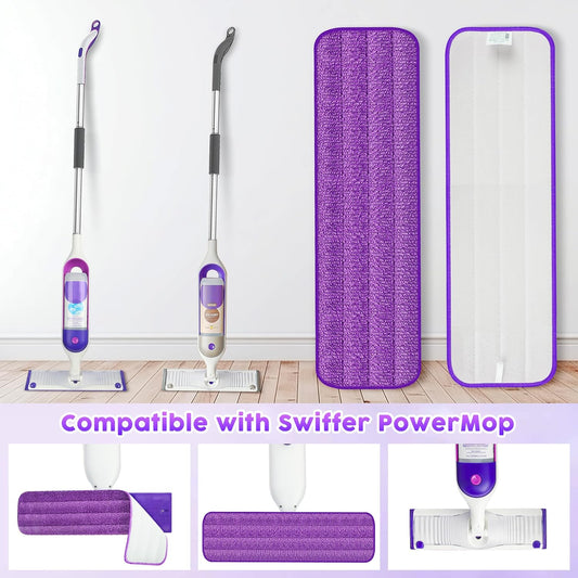 6 Pack Reusable Mop Pads for Swiffer PowerMop, Super Absorption, Multi-Surface ood Floor Cleaning, Machine Washable Up to 100 Times, Durable, Suitable for All Finished Floors