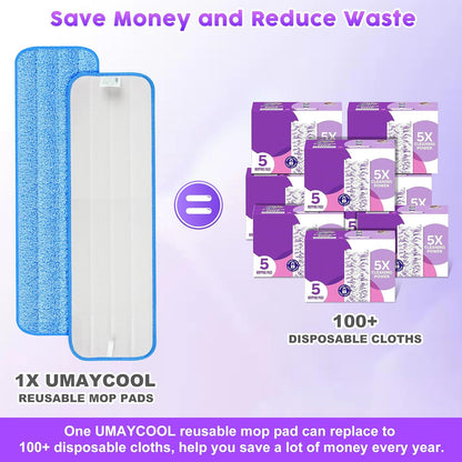 6 Pack Reusable Mop Pads for Swiffer PowerMop, Super Absorption, Multi-Surface ood Floor Cleaning, Machine Washable Up to 100 Times, Durable, Suitable for All Finished Floors