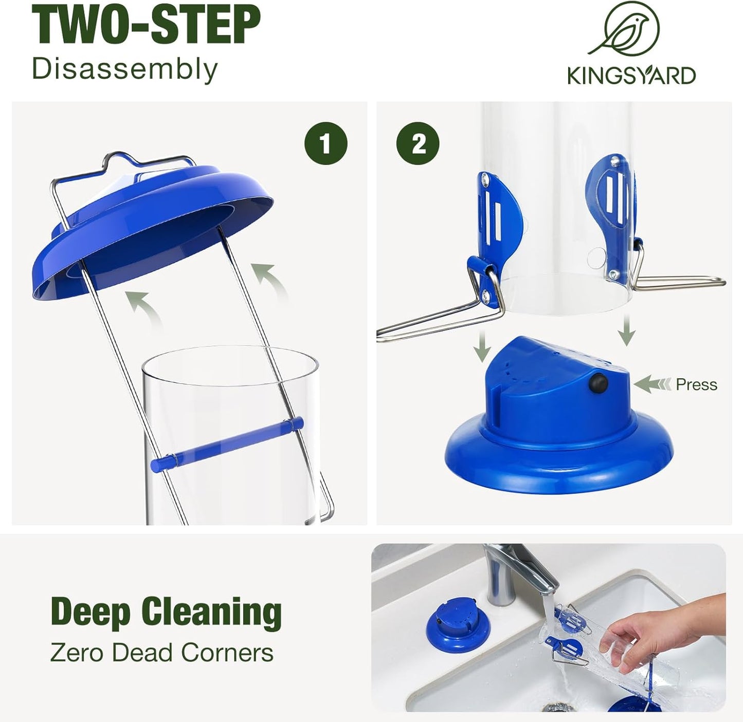 Upgraded Bluebird Feeder for Outdoors Hanging, Metal Mealworm Tube Bird Feeder with Widen Perch for Wild Birds, Squirrel Chew Proof, Easy to Refill & Clean(Blue)