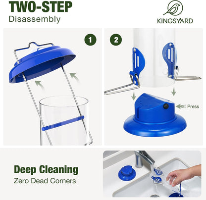 Upgraded Bluebird Feeder for Outdoors Hanging, Metal Mealworm Tube Bird Feeder with Widen Perch for Wild Birds, Squirrel Chew Proof, Easy to Refill & Clean(Blue)