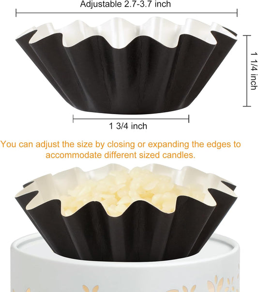70P Wax Melt Liners, Reusable Wax Warmer Liners for Any Wax Cubes, Leakproof Wax Melt Cups for Scented Candle, Plug in Warmers, Electric Wax Melters and Wax Burner(Black)