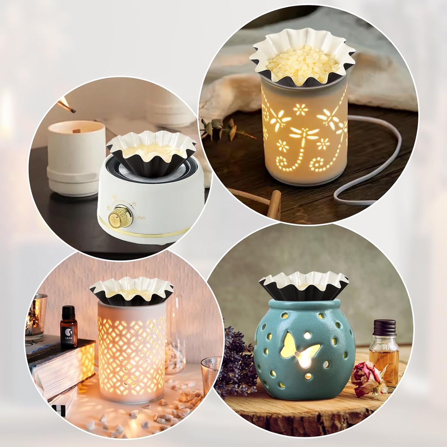 70P Wax Melt Liners, Reusable Wax Warmer Liners for Any Wax Cubes, Leakproof Wax Melt Cups for Scented Candle, Plug in Warmers, Electric Wax Melters and Wax Burner(Black)