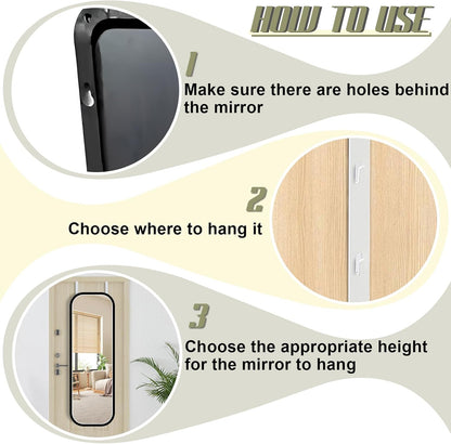Over-The-Door Mirror Hanger, Adjustable 13.6 in Door Mirrors Hanger with Protective Lining, Prevent Scratches, 2 Pcs Mirrors Brackets Perfect Height and Fit (Mirror Not Included) - White
