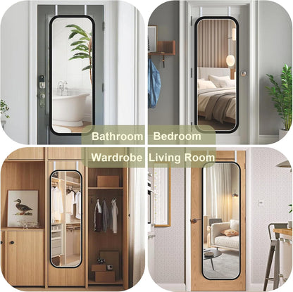 Over-The-Door Mirror Hanger, Adjustable 13.6 in Door Mirrors Hanger with Protective Lining, Prevent Scratches, 2 Pcs Mirrors Brackets Perfect Height and Fit (Mirror Not Included) - White