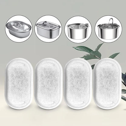 Cat Water Fountain Filters for 108/3.2L& 67oz/2L Stainless Steel Pet Water Dispenser Fountain Filter Replacement with 8 Sponges (8 Filters&8 Sponges)