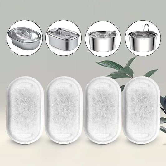 Cat Water Fountain Filters for 108/3.2L& 67oz/2L Stainless Steel Pet Water Dispenser Fountain Filter Replacement with 8 Sponges (8 Filters&8 Sponges)